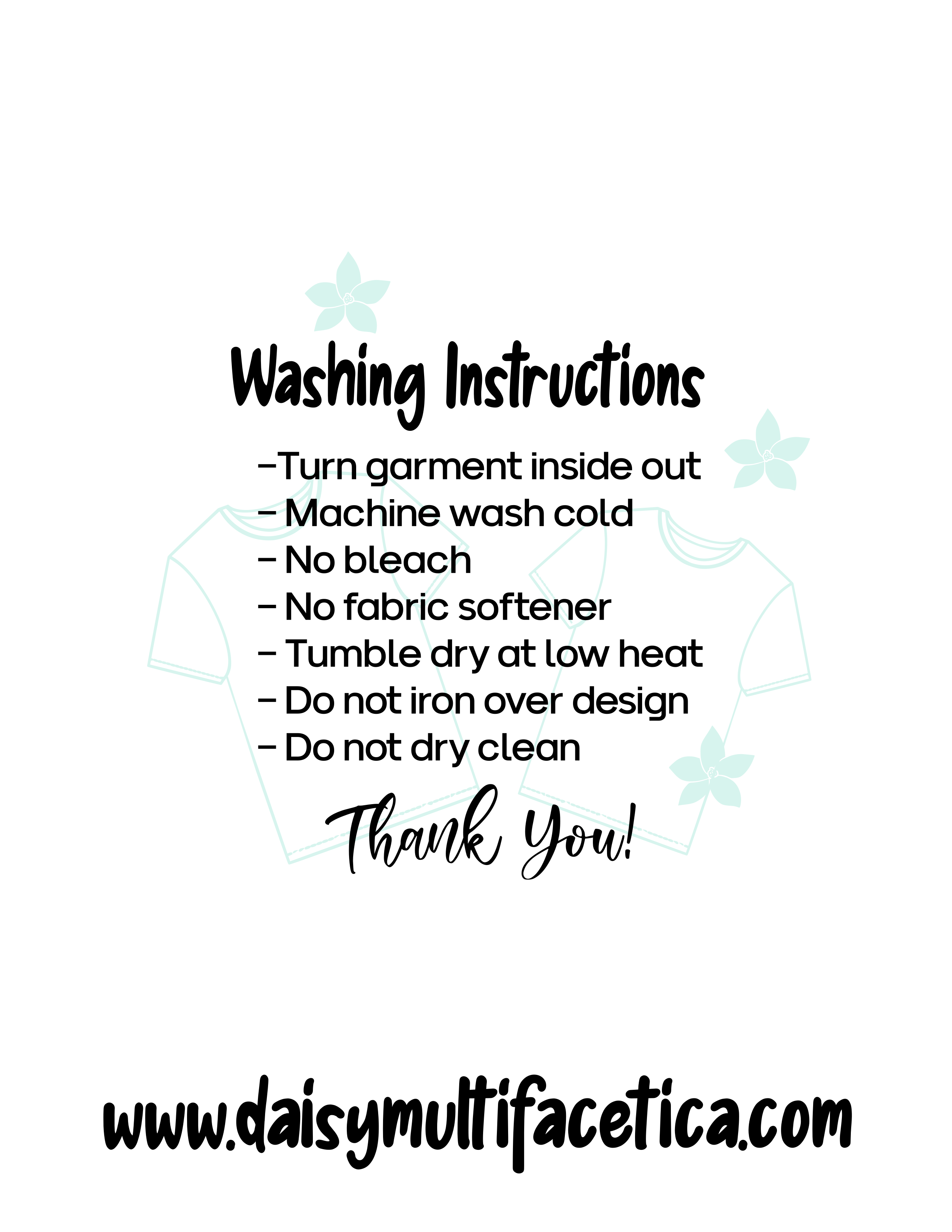 FREE Printable Care Cards for HTV & Iron On Garments {{Print & Cut}}